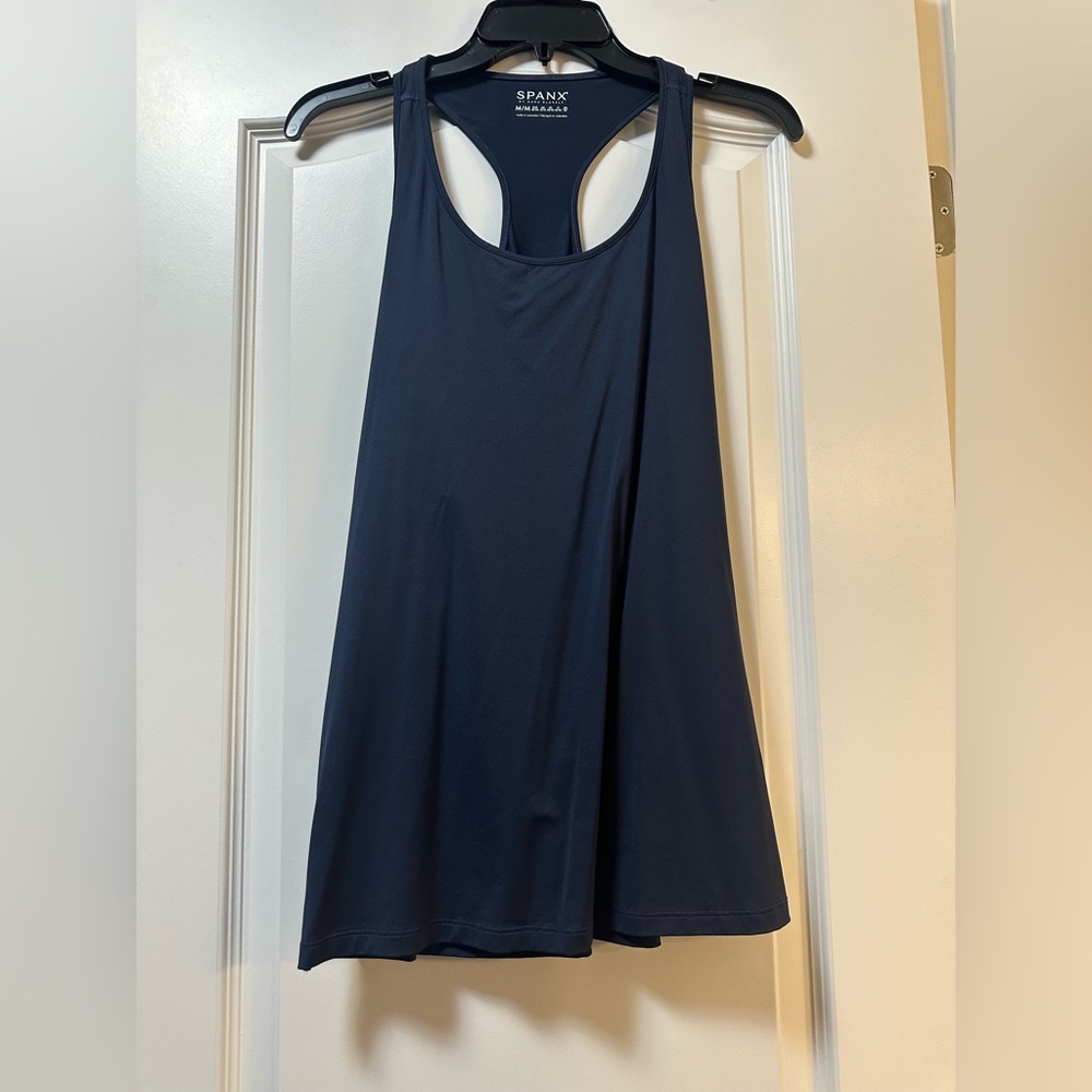 Spanx by Sara Blakely women’s navy tank top with side zippers.